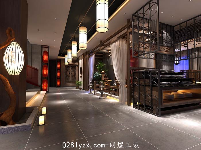 成都新中式火鍋店調(diào)料區(qū)設計效果圖